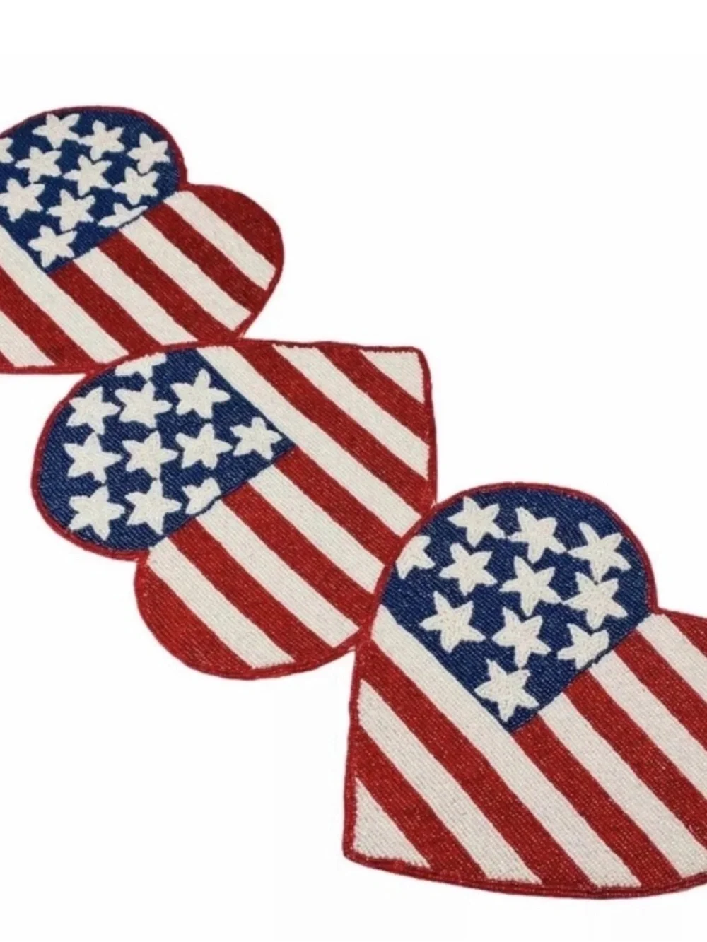 Patriotic Heart-Shaped Table Runner Accent - Red, White & Blue